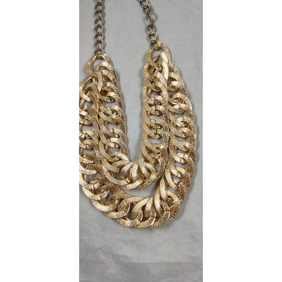 Large Double Link Chain Short Necklace Adjustable Costume Statement Piece Dressy - Picture 5 of 5